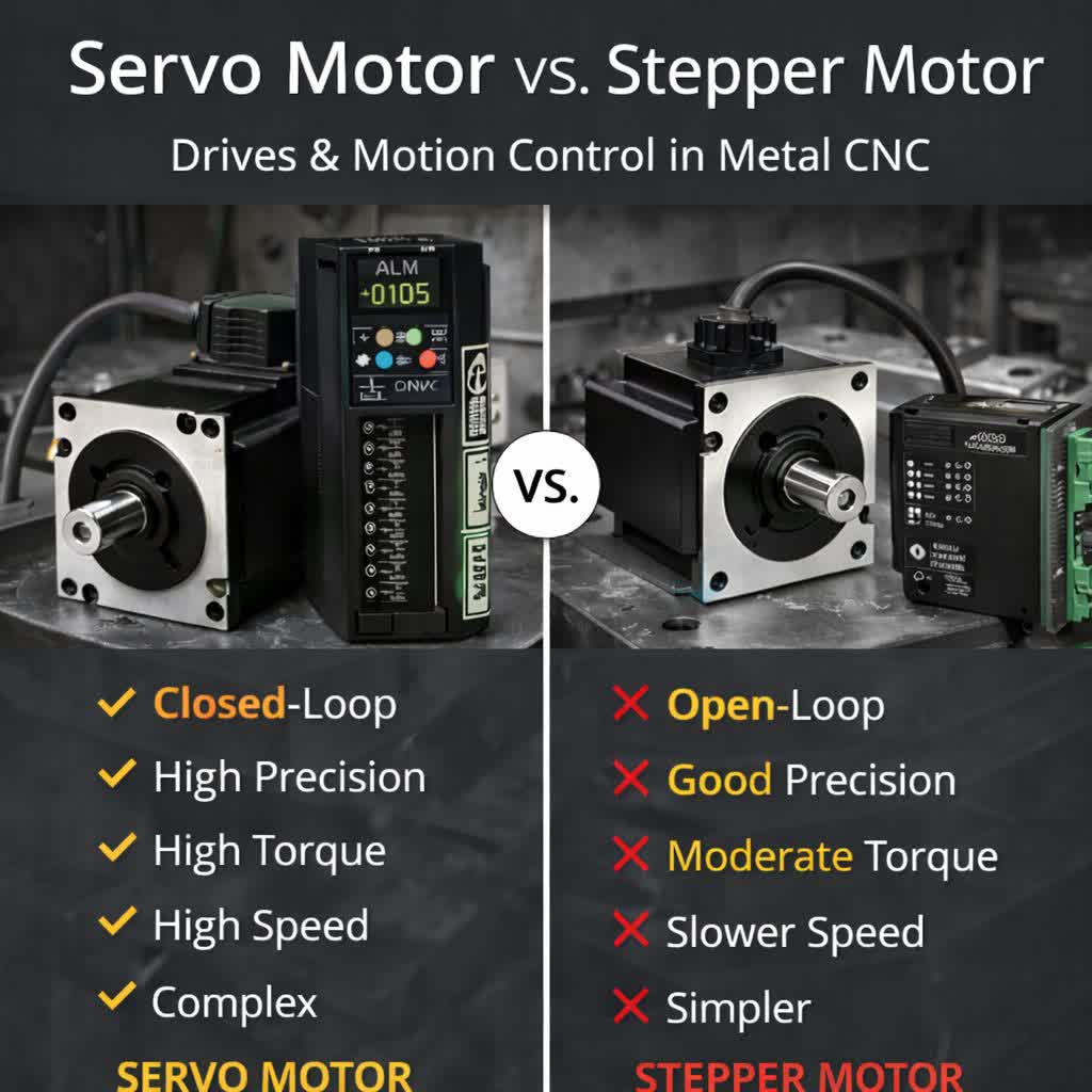 سروو موتور و استپر موتور در CNC فلز (مقایسه کامل)