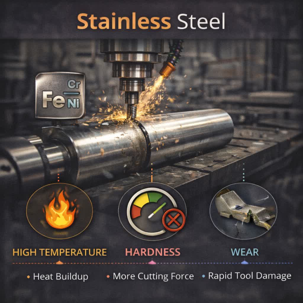 استنلس استیل چیست و چرا سخت ماشینکاری می‌شود؟ (تحلیل کامل مهندسی CNC)