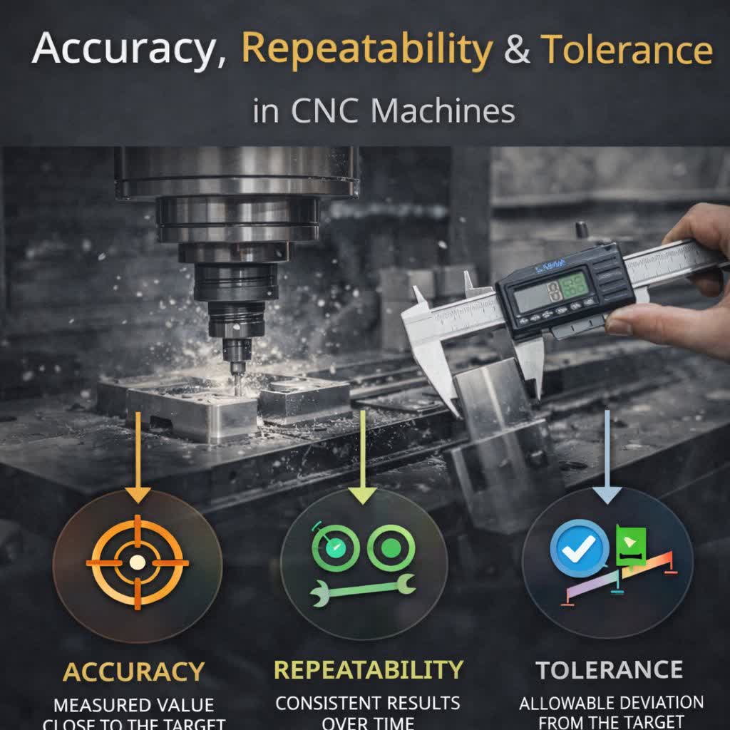 دقت، تکرارپذیری و تلرانس در دستگاه CNC فلز | راز کیفیت واقعی در ماشینکاری صنعتی