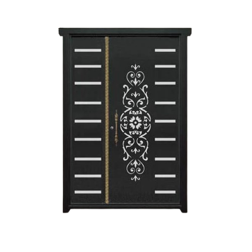 درب CNC فلزی یک و نیم لنگه مدل HS17 | طرح کلاسیک مرکزی با خطوط مدرن