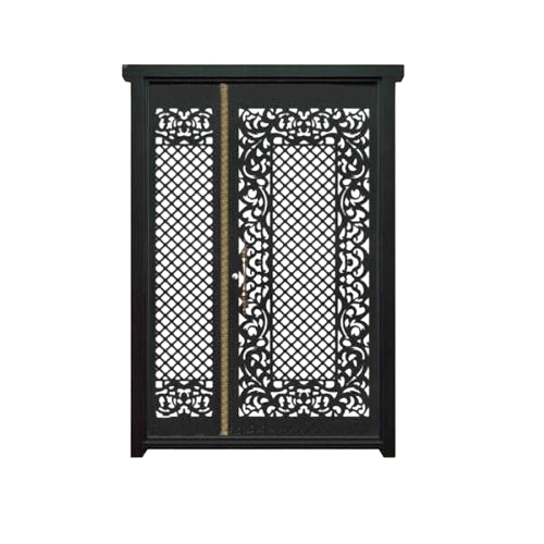 درب CNC فلزی یک و نیم لنگه مدل HS21 | طرح مشبک قاب اسلیمی