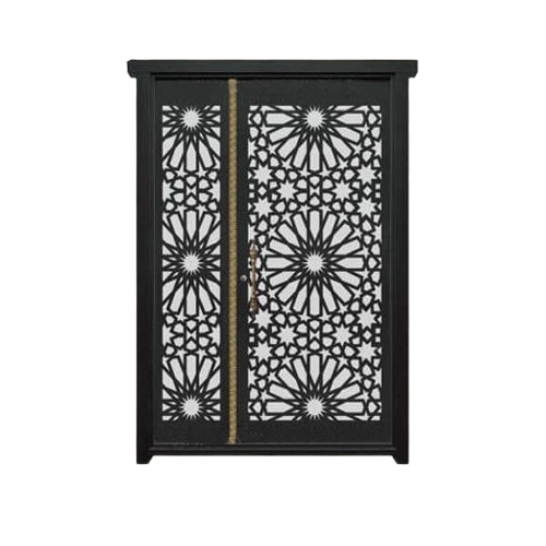درب CNC فلزی یک و نیم لنگه مدل HS30 | طرح هندسی ستاره‌ای سنتی