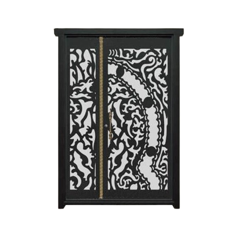 درب CNC فلزی یک و نیم لنگه مدل HS28 | طرح اسلیمی لوکس