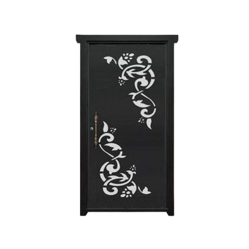 درب CNC تک‌لنگه نفر رو مدل SS30 طرح برگ‌های انتزاعی