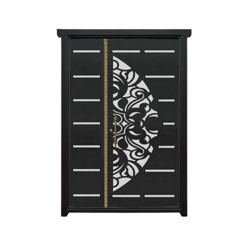 درب CNC فلزی یک و نیم لنگه مدل HS24 | طرح نیم‌دایره اسلیمی مدرن