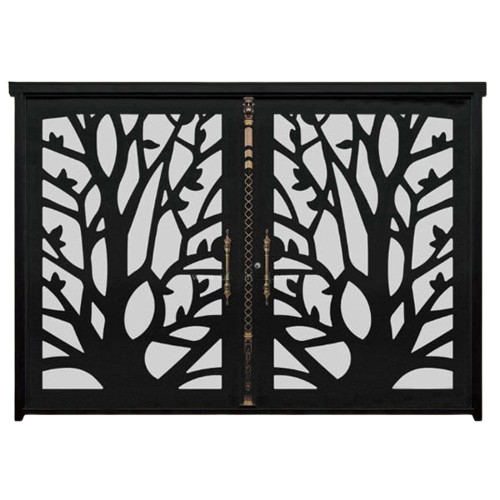 درب CNC فلزی دولنگه مدل DS53 | درب لیزری پارکینگی طرح درخت