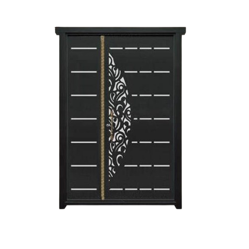 درب CNC فلزی یک و نیم لنگه مدل HS10 | درب لیزری مدرن با نقش کلاسیک