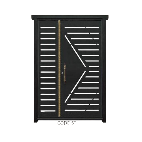 درب CNC فلزی یک و نیم لنگه مدل HS4 | درب لیزری مدرن مینیمال