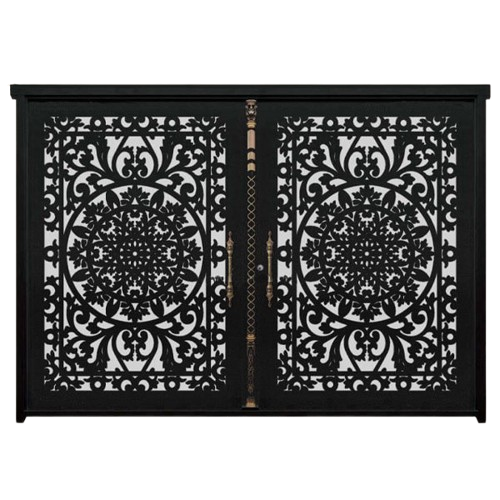 درب پارکینگی CNC مدل DS21 – طراحی فاخر با نقوش اسلیمی متراکم و دایره مرکزی