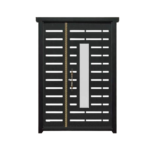 درب CNC فلزی یک و نیم لنگه مدل HS12 | درب مدرن با شیشه عمودی